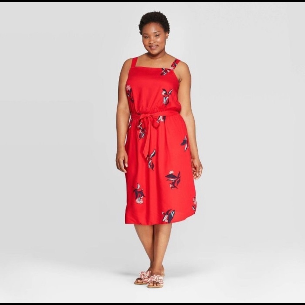 Elegant Red Floral Dress
